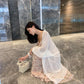 Batwing Sleeve Women's Beach Sun Protection Cardigan Plus Size Shawl Loose Outer Chiffon Long Sleeve  Mid-calf Solid Color