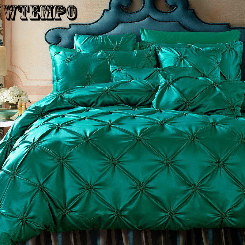 Luxury Bedding Set 100% Cotton Simple Silk Flower  Ice Silk 4pcs Bedclothes Bed Linen