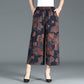 XL-4XL Spring High Waist Wide Leg Pants Summer Loose Large Size Thin Culottes Elastic Waist Printed Cropped Pants