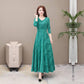 Fashion Women Prairie Chic Floral Print Dress Long Sleeve Standing Collar A-line Dress