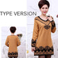 Autumn and Winter Plus Size Mid-length Dress Knitted Casual Print Base Skirt Simple Middle-aged Women Sweater Dress