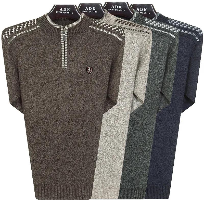 Winter Sweater Men's Zipper Half High Neck Knitted Sweater Men's Winter Thickening