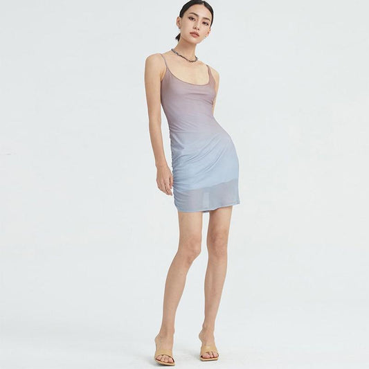 Sexy Low Cut O-neck Dress Women Summer Casual Club Party Wear Vintage Bodycon Sling Mini Dresses Female