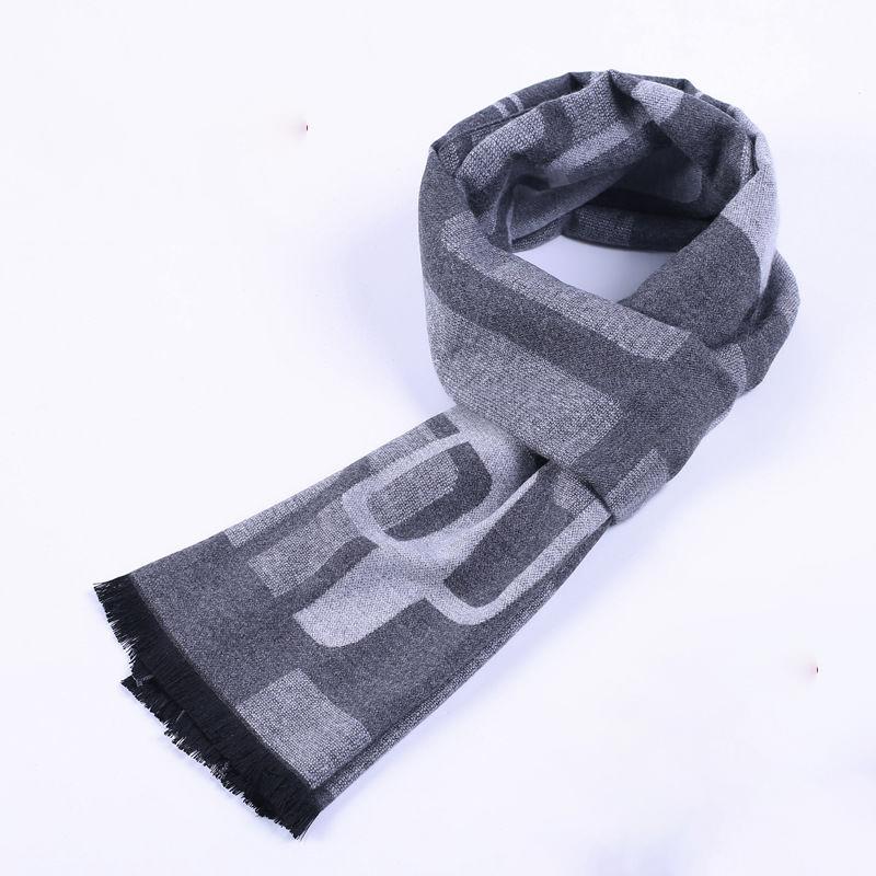 Men's Winter Imitation Cashmere Scarf Fashion Casual Thickening Warm Printing Scarf High-end Scarf Men's Gift