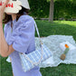 Check Lattice PU Leather Armpit Bag for Women Shoulder Handbags Lady Simple Elegant Baguette Bag