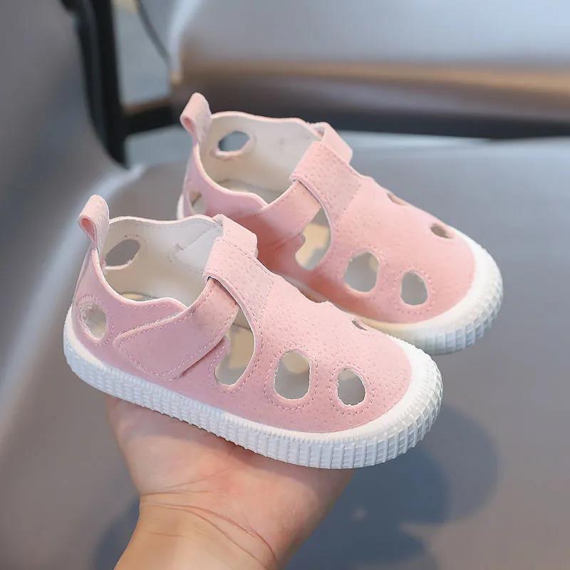 Children's Summer Shoes Anti-slip Soft Sole Princess Flat Shoes Solid Color Hollow Out Casual Cool Shoes