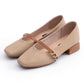 Soft Leather Single Shoes Women Shallow Mouth Flat Casual Shoes Thick Heel Mid-heel High Heels Square Toe Ladies Shoes