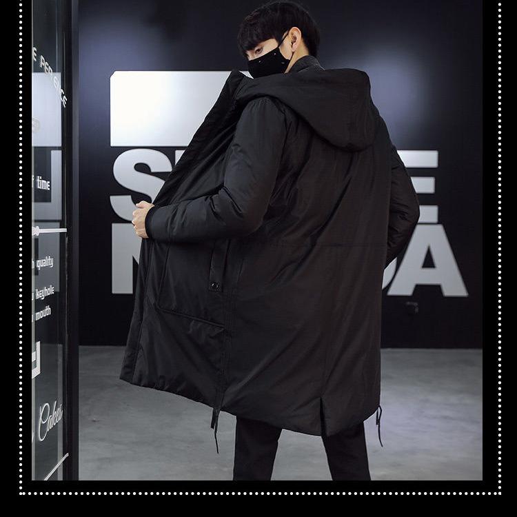 Winter Mid-length Padded Jacket Men's Thick Plus Size Down Padded Jacket Korean Style Loose Hooded Padded Jacket Men's Trend