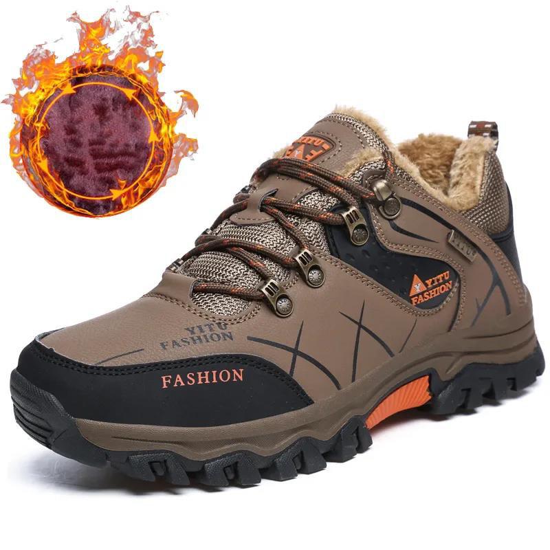 Plus Size Winter Men's Shoes Casual Sports Shoes Plush Warm Cotton Shoes Men's Travel Anti-skid Shoes Wear-resistant Mountaineering Shoes