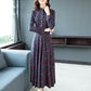 Floral Print Long Dress Bohemian Three Quarter Sleeve Sexy Dress Women O Neck Slim Elegant Dress