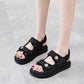 Summer Thick-soled Sandals Women's Outer Wear Flat Denim Velcro Sports Sandals