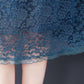 Women's Summer Short Sleeve Midi Dress Lace Loose Round Neck A-Line Skirt