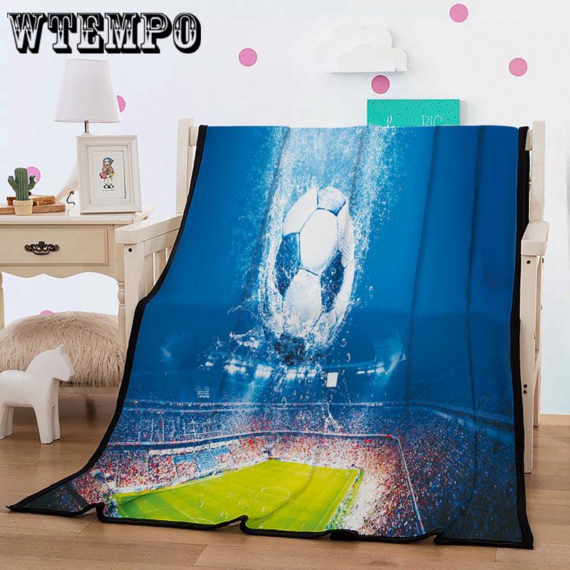 football Printing Flannel Lamb Cashmere Double Sided Blanket Thick Winter Warm