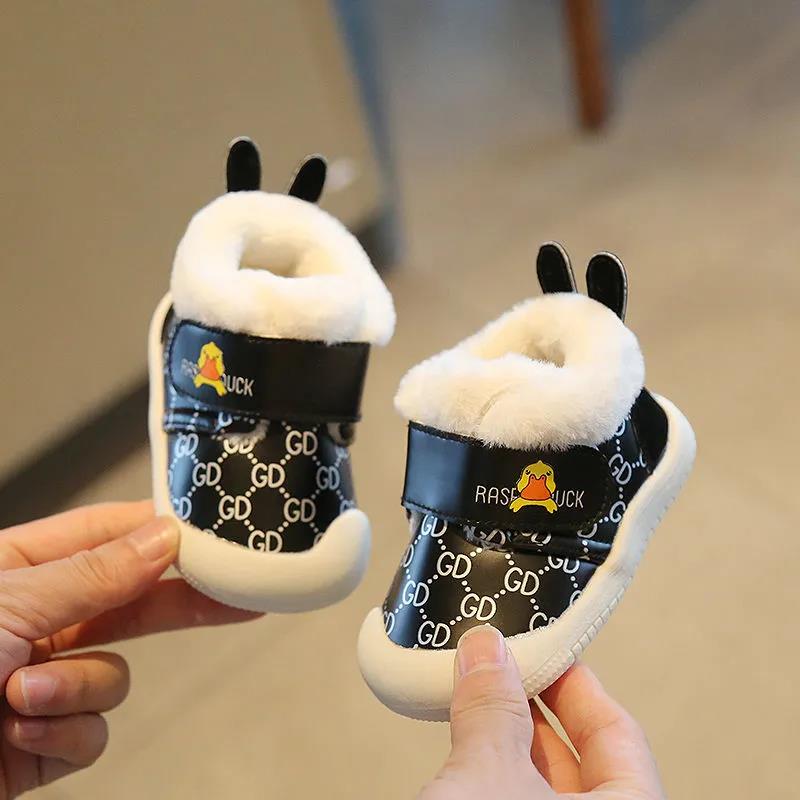Baby Cotton Shoes, Boys' Shoes, Soft Soled Shoes, Autumn and Winter Infant Walking Shoes, Girls' Plush Warm High Top Shoes