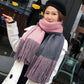 Scarfs for Women Winter Outdoor Stripe Scarves Wool Neck Warmer Pashmina Bandana Pure Hijabs