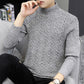 Winter Men's Wave Striped Warm Sweater Solid Color Round Neck Handsome Top All-match Fashion Knitted Jacket