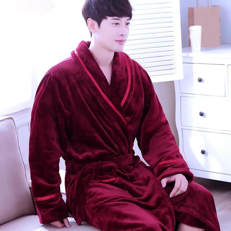 Large Size Lapel Robe Coat Love Print Pajamas Men Home Clothes Ladies Absorbent Quick-drying  Bathrobe Long
