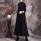 Autumn and Winter Bottoming Skirt Mid-length Retro Ethnic Embroidery Knitted Sweater Dress Long-sleeved Half-high Collar Lace Skirt
