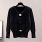 Imitation Mink Sweater Women V-neck Furry Knit Sweater Coat Autumn and Winter Knitted Jumper Top