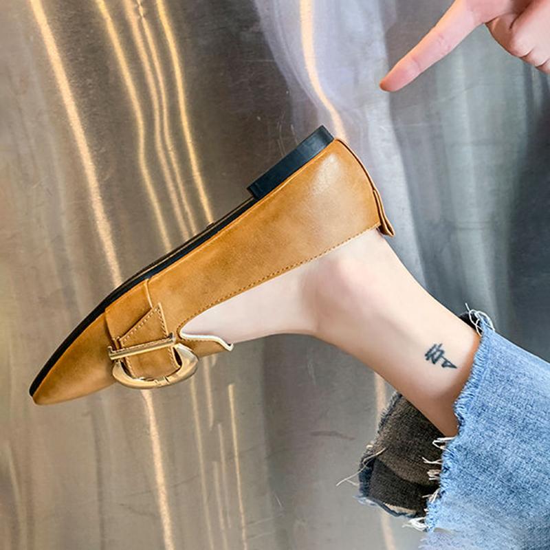 British Style Pointed Toe Shoes Women Soft Leather Soft Sole Single Shoes Pointed Toe Flat Shoes Peas Shoes Loafers Women Casual Shoes