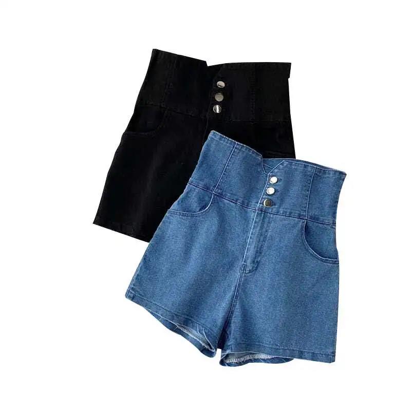 High Waist Denim Shorts Female Summer Retro Student Korean Version Was Thin and Wild Loose Wide-leg Shorts