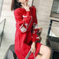 Autumn and Winter Fashion Casual Jacket Mid-length Long-sleeved Dress Slim Round Neck Sweater