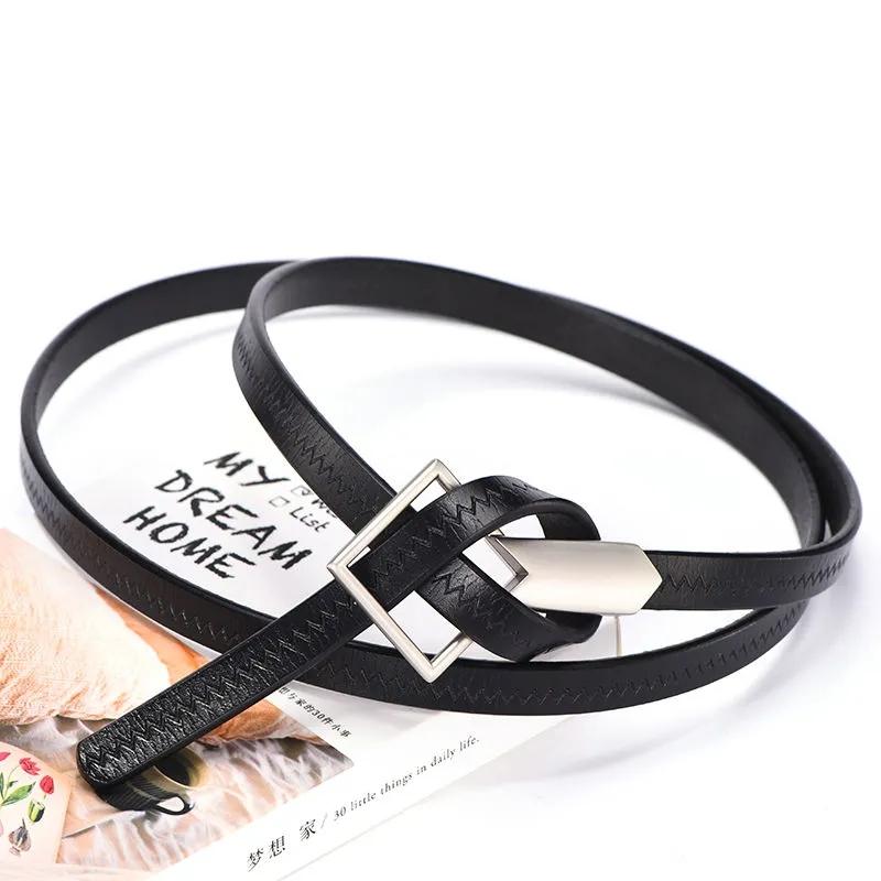 Ladies Leather Decorative Belt Knotted Cowhide Dress Thin Belt Korean Skirt Belt Girls Belt Decorative Belt