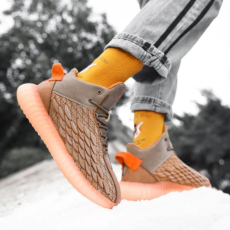 Men's Coconut Shoes Autumn Korean Version All-match High-top Shoes Boys Sports Shoes Students Casual Shoes Fitness Shoes Mesh Shoes