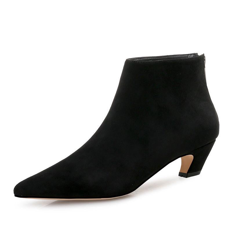 Sexy Pointed Toe Slip on Concise Ankle Boots Square Heel Quality Stretch Autumn Winter Women Shoes