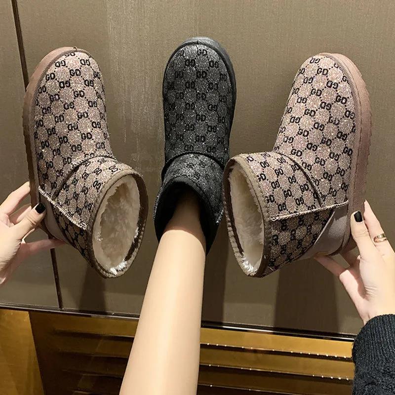 Snow Boots Women Winter Short Boots Plus Velvet Padded Non-slip Bread Cotton Shoes