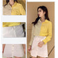 Pofulove Women Summer Shirt 2-piece Set long sleeve striped shirt Asymmetrical Skirt 2 piece Sets