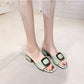 Korean Version  High-heeled Slippers Women's Summer Wear Mid-heel Sandals Fashionable  Versatile Thick-heeled Slippers