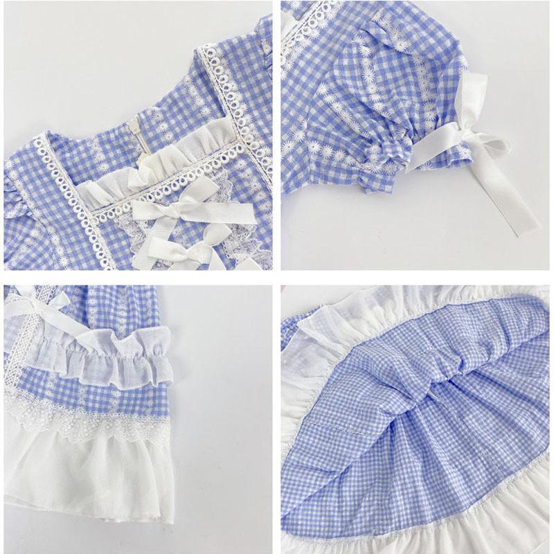 Cute Girl Dress Summer Princess Dress Girl Loli Style Show Skirt Cute Loli Skirt Puff Sleeve Lace Tutu Skirt Comfortable and Breathable Fabric
