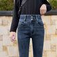 Double Button Women's High Waist Jeans Pencil Pants Korean Style Elastic Thin and High Pencil Pants Ladies Leggings