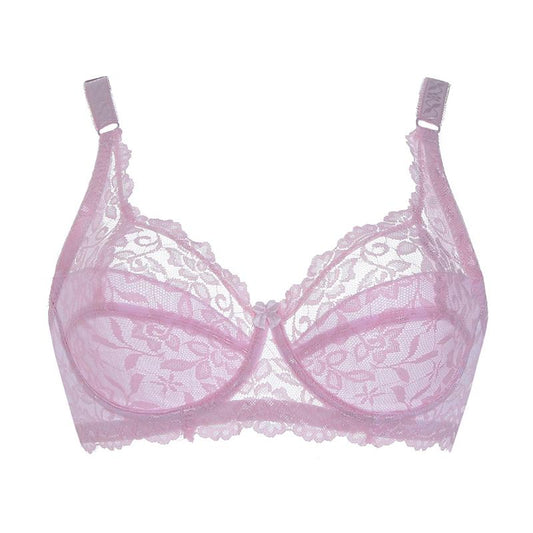 Lace Bra Ultra-thin Sexy Ladies No Sponge Comfortable Underwear Gather and Close Breast Bra Large Size Bra Sexy Underwear