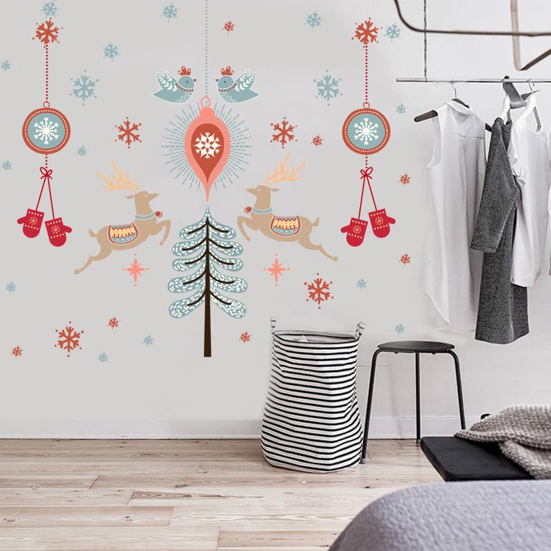 Happy Christmas wall sticker bedroom living room window glass door rise sticker PVC removable