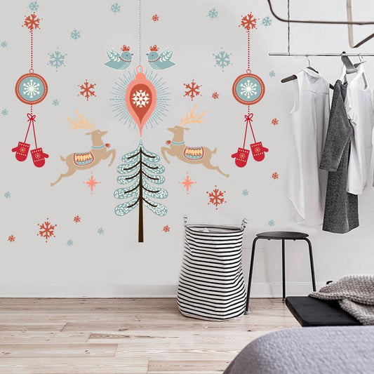 Happy Christmas wall sticker bedroom living room window glass door rise sticker PVC removable