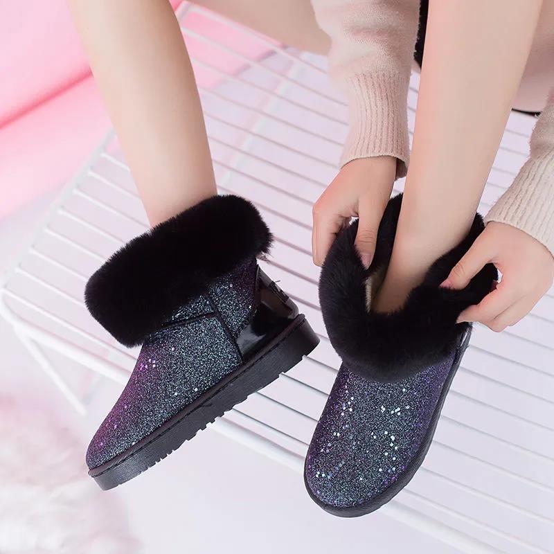 Thickened Snow Boots Women's Short Tube Short Boots with Wool Winter New Non-slip Thick Warm Cotton Shoes Plus Cashmere Boots for Children