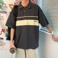 Summer Polo Shirt Short-sleeved T-shirt Boys Loose Casual All-match T-shirt Stand-up Collar Men's Color Matching Ins Top