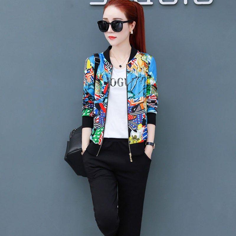 M-5XL Large Size Spring and Autumn Short Coat Women's All Match Flower Baseball Uniform Casual Top Short Jacket Thin Coat