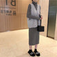 Women's Thin High-necked Dress Knitted V-neck Vest Two-piece Suit, Loose and Thin Bottoming Inner Wear Women's Sweater Suit