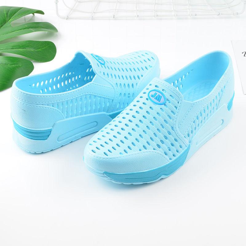 Summer White Thick-soled Girls Sandals Hollow Baotou Hole Shoes Breathable Beach Shoes Waterproof Non-slip Sunny Rain Boots