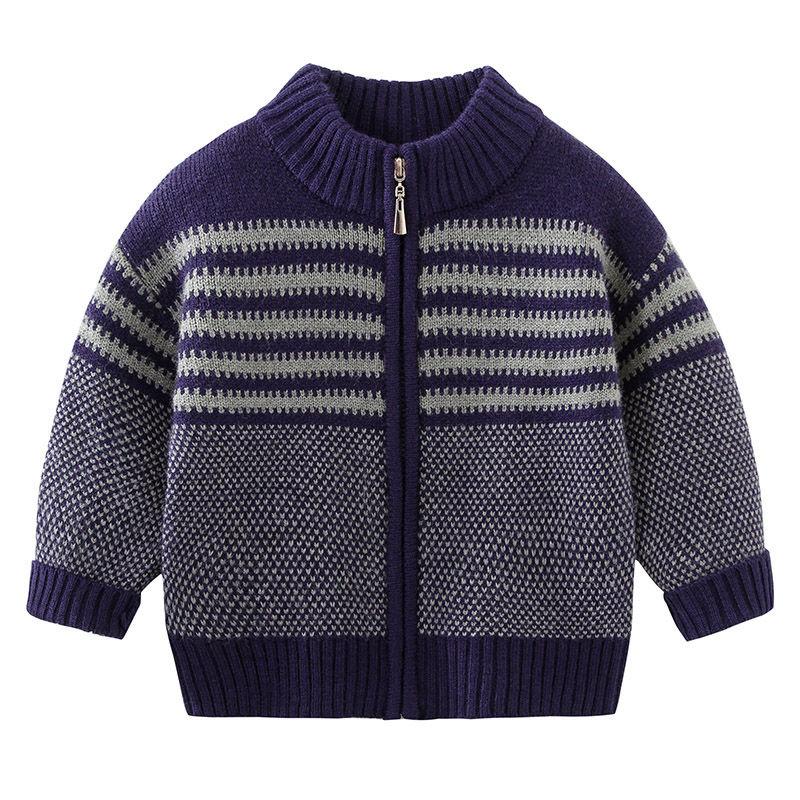 Boys Sweater Coat Autumn and Winter Children's Zipper Cardigan Baby Warm Sweater Double Layer Thickness