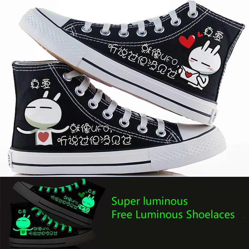 WTEMPO Fluorescent Breathable High-top Canvas Shoes for Men Women Students Board Shoes Couple Casual Shoes