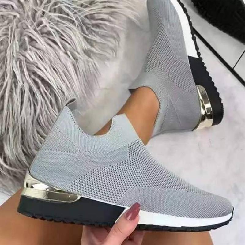 Fashion Summer Flying Knit Socks Shoes Stretch Cloth Plus Size Women's Breathable Shoes