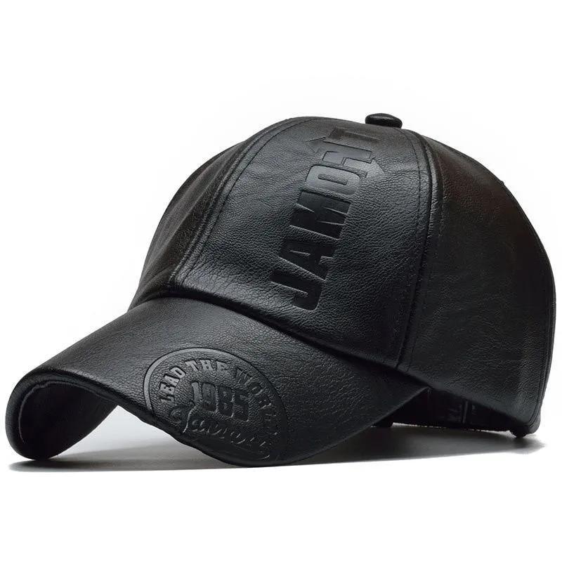 Pu Leather Baseball Cap Embossed Stencil Letters Men's Outdoor Peaked Cap Casual Warm Hat Waterproof Breathable Baseball Cap