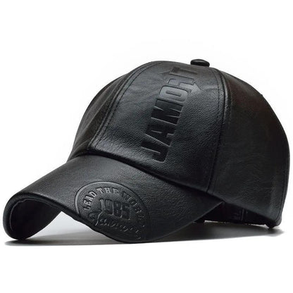 Pu Leather Baseball Cap Embossed Stencil Letters Men's Outdoor Peaked Cap Casual Warm Hat Waterproof Breathable Baseball Cap
