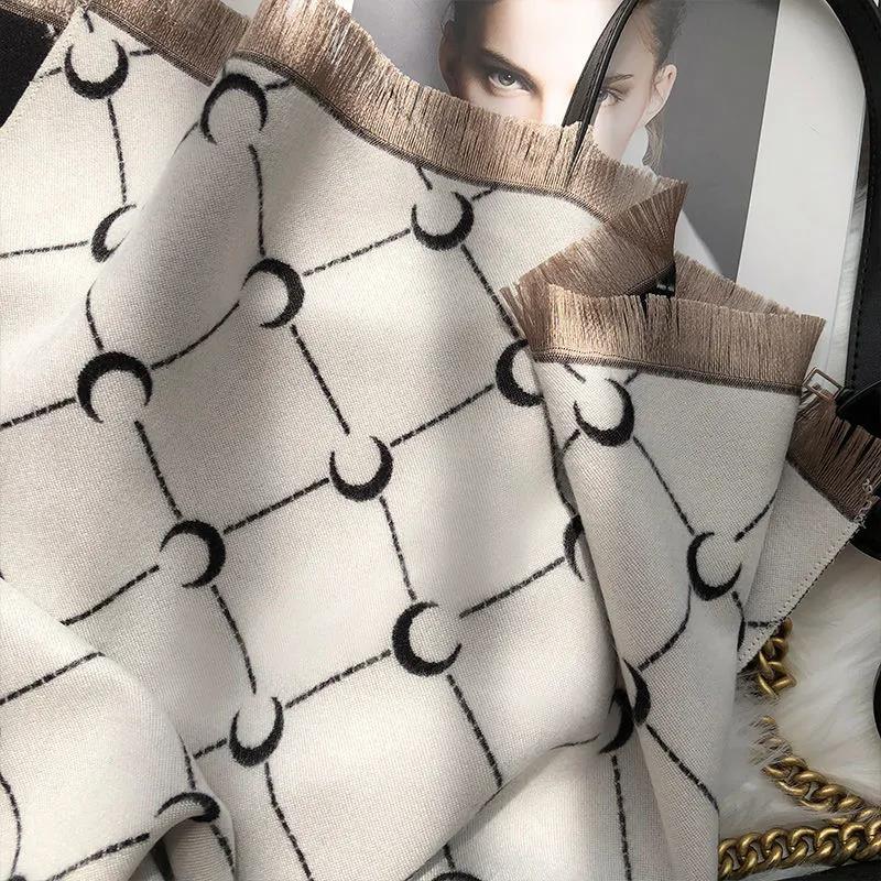 Imitation Cashmere Scarf Winter Double-sided Printing Oversized Shawl Korean Version of Wild Lengthened Thick Warm Scarf Shawl