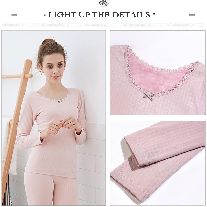 Thermal Underwear Women's Thickened Plus Fleece Jacket Winter Students Tight-fitting Ladies Suit