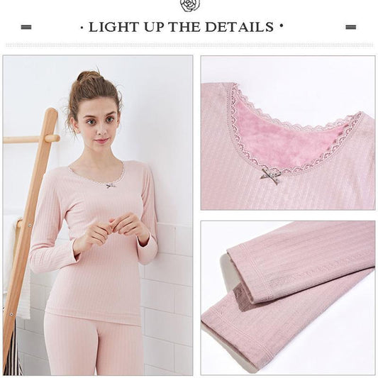 Thermal Underwear Women's Thickened Plus Fleece Jacket Winter Students Tight-fitting Ladies Suit